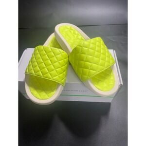APL Athletic Propulsion Labs Lusso Slide Neon Yellow Quilted Leather Women's Sz7